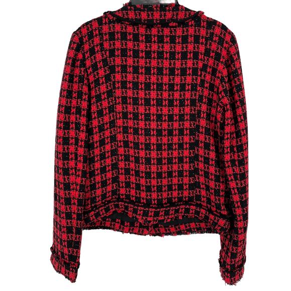 Express Tweed Houndstooth Blazer Jacket Womens Size 8 Silver Metallic - Picture 3 of 6